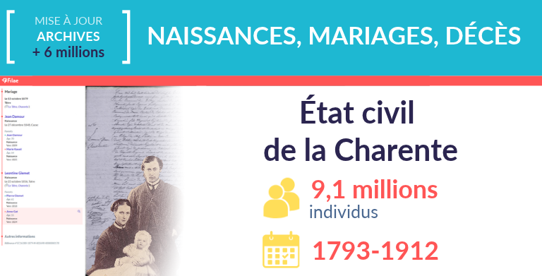 État civil de la Charente : + 6 millions d&rsquo;individus