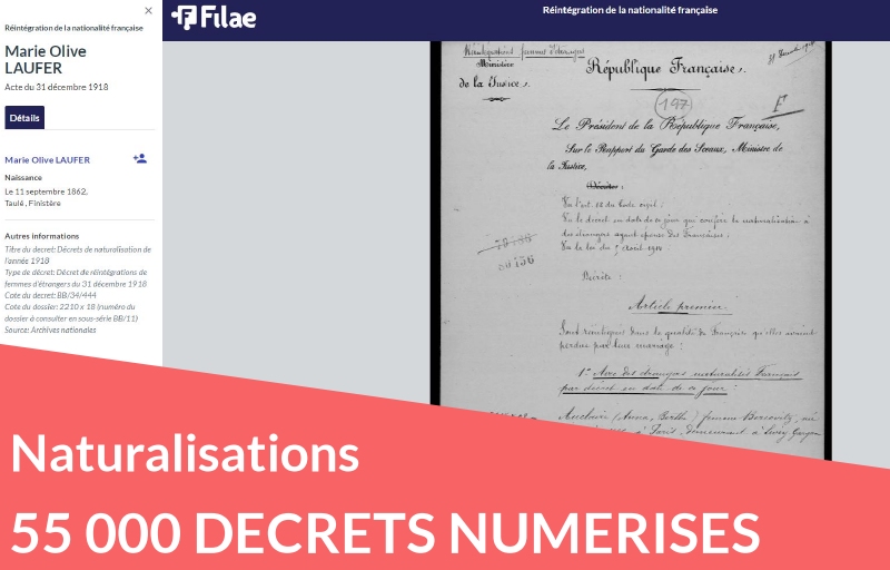 Naturalisations : plus de 55 000 décrets numérisés Naturalisations : plus de 55 000 décrets numérisés