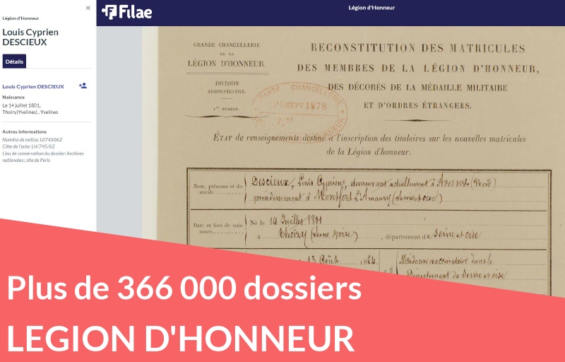 Légion d’honneur 366 000 dossiers numérisés Légion d’honneur 366 000 dossiers numérisés