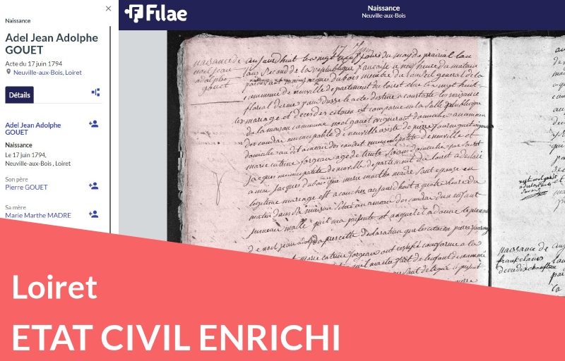 Nouveau : état civil du Loiret enrichi avec parents et conjoints Nouveau : état civil du Loiret enrichi avec parents et conjoints