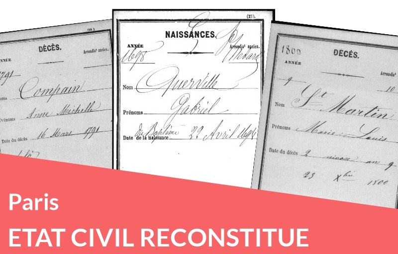 Nouveau : Etat civil reconstitué de Paris : collection des archives départementales