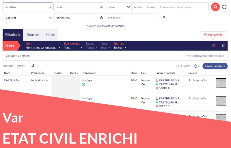 Nouveau ! Etat civil enrichi du Var