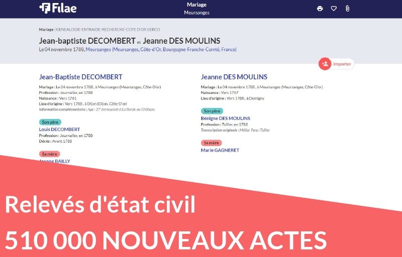 Nouveau : 510 000 relevés d&rsquo;état civil