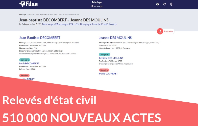 Nouveau : 510 000 relevés d’état civil