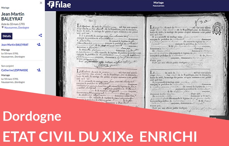 Etat civil de Dordogne du XIXe retraité et enrichi