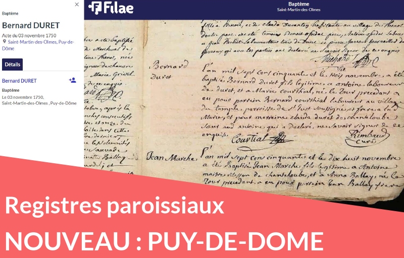Nouveau : registres paroissiaux du Puy-de-Dôme au XVIIIe siècle Nouveau : registres paroissiaux du Puy-de-Dôme au XVIIIe siècle
