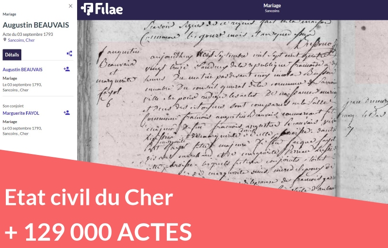 Etat civil du Cher : 129 000 actes supplémentaires
