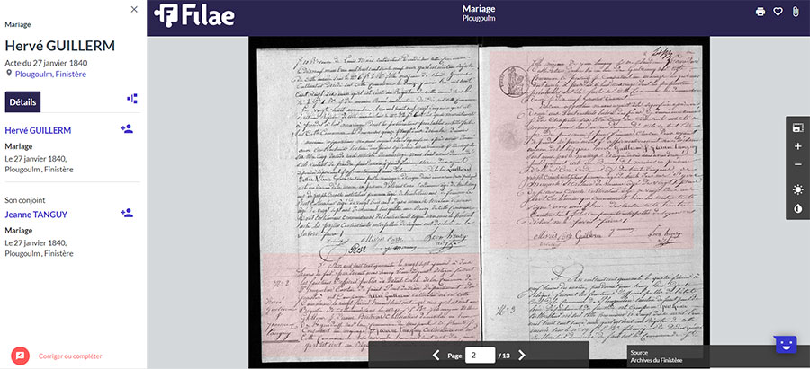 Finistère état civil