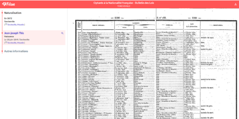 Optants d’Alsace-Lorraine (1871-1872) : page du bulletin des lois