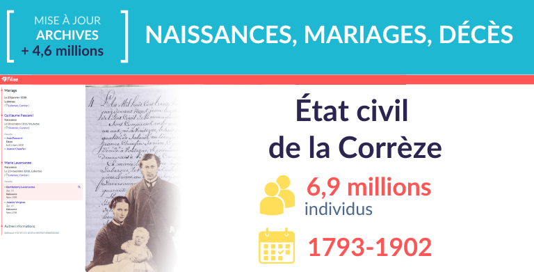 État civil de la Corrèze : + 4,6 millions individus